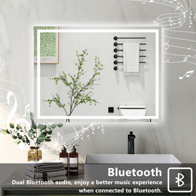 700x500mm Bathroom 3 Colors Backlit LED Mirror with Bluetooth Shaver ...