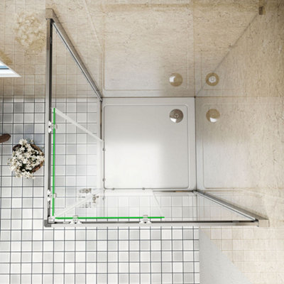 700x700x1850mm Corner Entry Shower Enclosure+700x700mm Stone Tray with ...