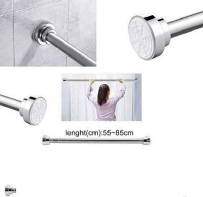 Extendable Telescopic Shower Curtain Pole Rail RodStainless SteelAdjustable Length 55 To 85 Cm from B&Q