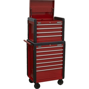 702 x 477 x 1440mm 11 Drawer Combination Tool Chest - RED Mobile Storage Box