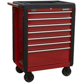 702 x 477 x 993mm 7 Drawer RED Portable Tool Chest Locking Mobile Storage Box