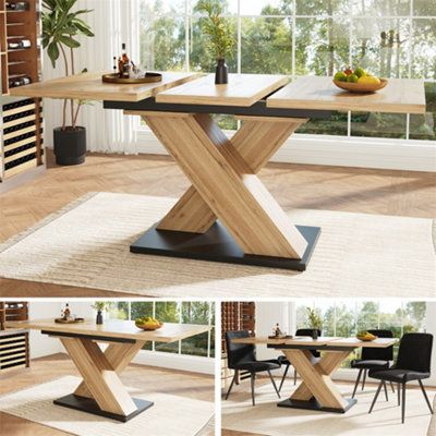 Abrihome Dining Table Telescopic Table (119-158.5X80 Cm)Extendable Kitchen Table For Living RoomWood Finish from B&Q