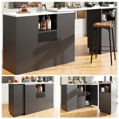 Abrihome Modern  Swivel Bar TableBlack Marble TopOpen Storage198.5X30X75Cm from B&Q