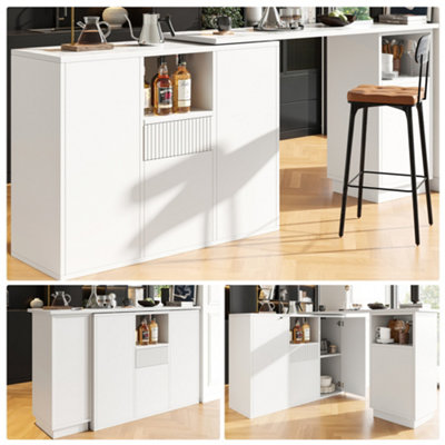 Abrihome Swivelling Bar TableModern And Sleek Design Dining Table With Open Storage Space And Marble WorktopWhite from B&Q