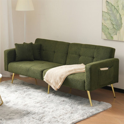 Abrihome Sofa BedThree Adjustable Backrest AnglesGold LegsCushions And Side Storage PocketsGreen from B&Q