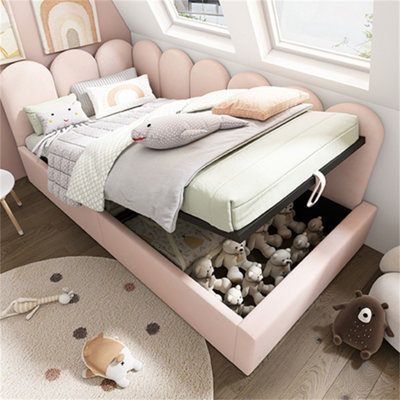 Abrihome Upholstered Daybed Bed With StorageOttoman Bed 3Ft Single Sofa Bed90X190CmVelvetPink (No Mattress) from B&Q
