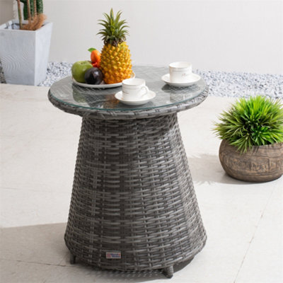 Abrihome Sturdy Aluminium Bistro Table With 5mm Toughened Glass TopGrey from B&Q