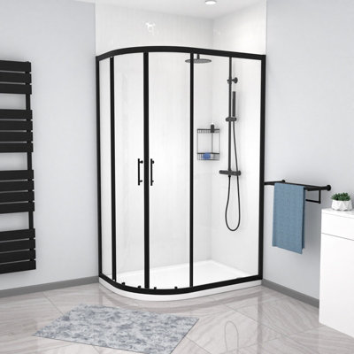 Nes Home 1200 X 900mm Quadrant Corner Shower Enclosure Black from B&Q