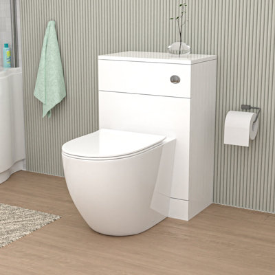 B&Q -  500mm Wc Unit & D Shape Rimless Round Back To Wall Toilet With Cistern