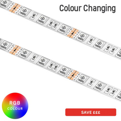 Ener-J Led Rgb Flex Strip Light 5 Metre Roll Smd 5050 60 Leds Ip20 Adapter Not Included from B&Q
