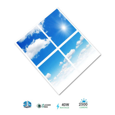 ENER-J Sky Cloud 3D LED Panel Set - 4 Panels - 600x600mm - 2200lm - 6000K Daylight - 40W - Image 6