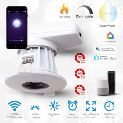Ener-J Smart Wifi Fire Rated Downlight, 8W, Cct Changeable & Dimmin