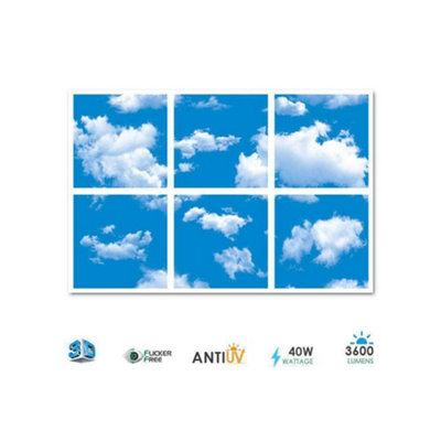 B&Q -  Ener J Sky Cloud 3D Led Panel Light Set 60X60Cm 40W 6000K Pack Of 6