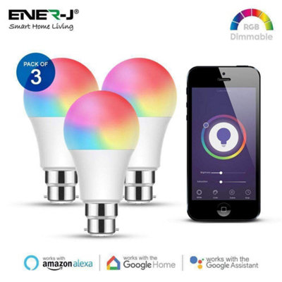 Ener-J Smart Wifi A60 Gls Led Bulb 3 Pack B22 Bayonet 9W Rgb White And Warm White 230V from B&Q