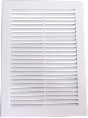 AirTech-UK Air Vent Grille White Plastic Wall Ducting Ventilation Cover 4" 6" 8" 10" 12" 14 (200X300mm With Flyscreen) from B&Q