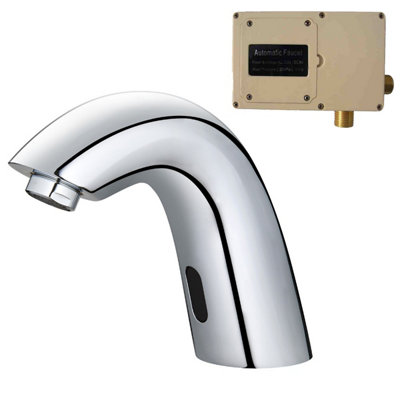 Buyaparcel Chrome Basin Sink Mono Mixer Tap Infrared Sensor Activated Automatic Hygienic from B&Q