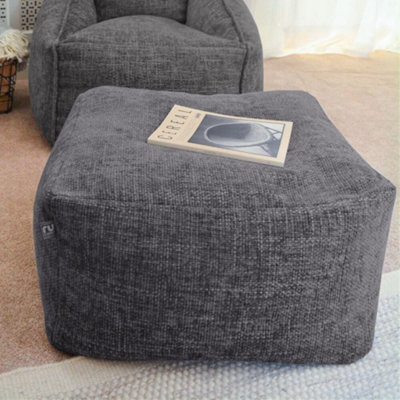 rucomfy Beanbags Rucomfy Indoor Bean Bag OttomanGrey Weave Pouffe Footstool from B&Q