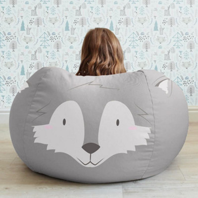 rucomfy Beanbags Rucomfy Printed Indoor Wolf Animal Kids Medium Beanbag from B&Q