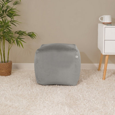rucomfy Beanbags Rucomfy Velvet Cube Bean Bag PouffePebble Soft Stylish Comfortable Footstool from B&Q