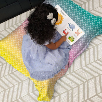 Rucomfy Beanbags Rucomfy Printed Indoor Mermaid Junior Squarbie Kids Beanbag