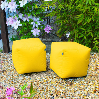 rucomfy Beanbags Rucomfy Indoor Or Outdoor Water Resistant Yellow Cube Beanbag Footstool from B&Q