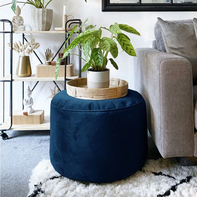 rucomfy Beanbags Rucomfy Velvet Peacock Blue PouffeIndoor Bean Bag Footstool from B&Q