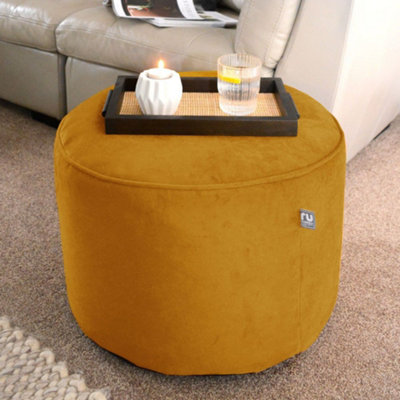rucomfy Beanbags Rucomfy Velvet Mustard PouffeIndoor Bean Bag Footstool from B&Q
