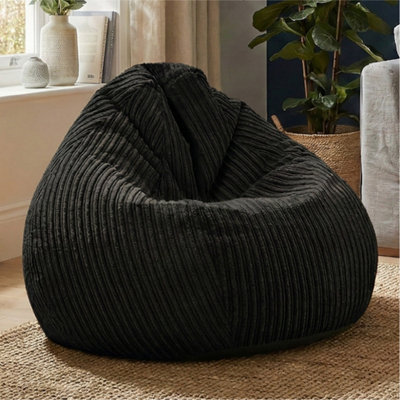 Rucomfy Beanbags Black Rucomfy Jumbo Cord Slouchbag Beanbag