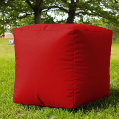 rucomfy Beanbags Rucomfy Indoor Or Outdoor Water Resistant Red Cube Beanbag Footstool from B&Q
