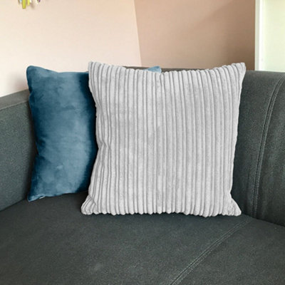 Rucomfy Beanbags Rucomfy Jumbo Cord 45X45cm Cushion - Platinum Soft Textured Scatter Pillow