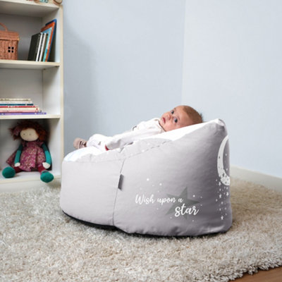 Rackhams Grey Wish Upon A Star Gaga Baby Bean Bag - Soft & Supportive Newborn Seat - Platinum - Image 3