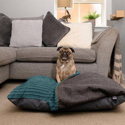rucomfy Beanbags Rucomfy Jumbo Cord Medium Burrower Pet BedCosy Washable Teal Burrow Bed For Dogs from B&Q