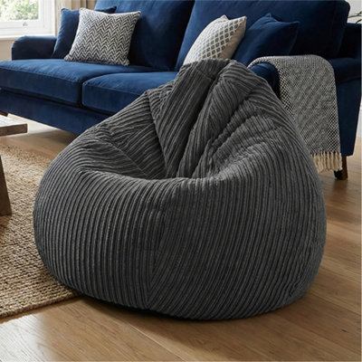 Rucomfy Beanbags Grey Rucomfy Jumbo Cord Slouchbag Beanbag