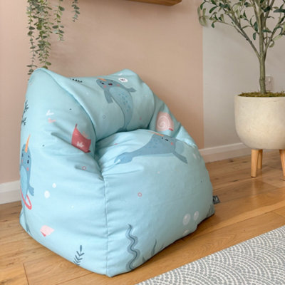 Rucomfy Beanbags Rucomfy Printed Indoor Under The Sea Kids Snuggle Chair Beanbag Coral