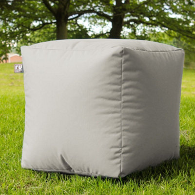 rucomfy Beanbags Rucomfy Indoor Or Outdoor Water Resistant Platinum Cube Beanbag Footstool from B&Q
