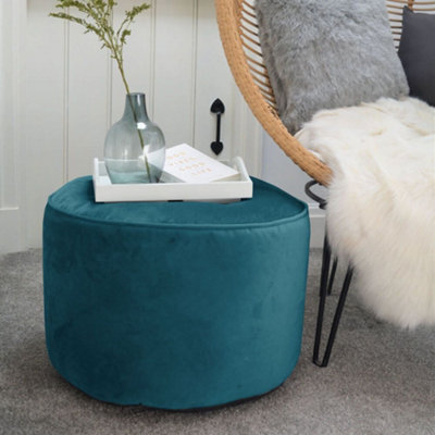 rucomfy Beanbags Rucomfy Velvet Teal PouffeIndoor Bean Bag Footstool from B&Q