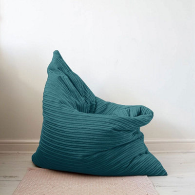 rucomfy Beanbags Rucomfy Jumbo Cord Bean Bag Floor CushionIndoor Versatile Teal Seat from B&Q