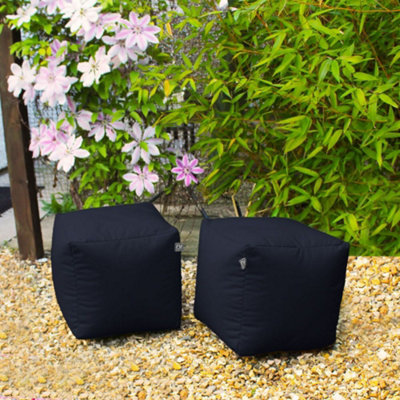 B&Q -  Rucomfy Indoor Or Outdoor Water Resistant Navy Cube Beanbag Footstool