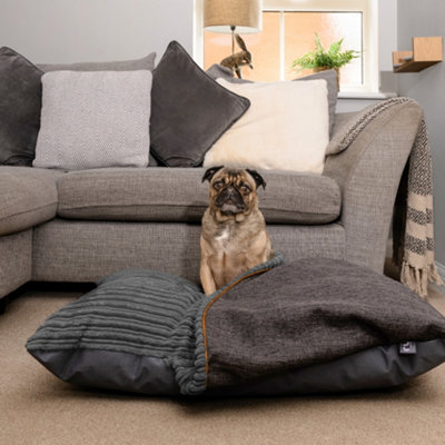 rucomfy Beanbags Rucomfy Jumbo Cord Medium Burrower Pet BedCosy Washable Grey Burrow Bed For Dogs from B&Q