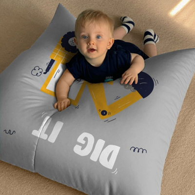 B&Q -  Rucomfy Indoor Dig-It Bean BagGrey Kids Floor Cushion Seat