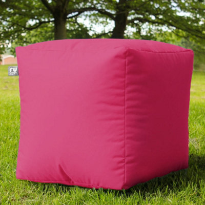 rucomfy Beanbags Rucomfy Indoor Or Outdoor Water Resistant Pink Cube Beanbag Footstool from B&Q
