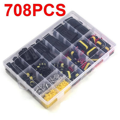 708pc Car Waterproof Connector Kit 1-6 Pin Electrical Wire Plug