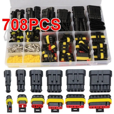708pc Car Waterproof Connector Kit 1-6 Pin Electrical Wire Plug