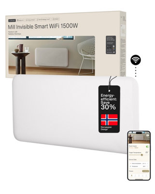 B&Q -  Invisible Smart Wifi Panel Heater 1500W Portable And Wall-Mounted