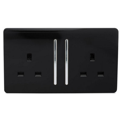 Trendi Switch 2 Gang 13A Switched Plug Socket - Black - Size 2 - Image 9