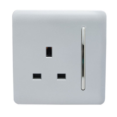 Trendiswitch Silver 1 Gang 13 Amp Switched Socket from B&Q