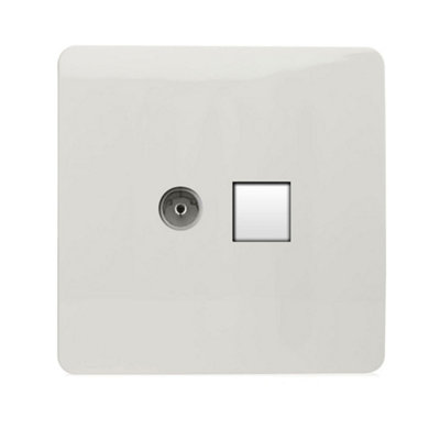Trendiswitch White Tv Co-Axial & Pc Ethernet Size 2