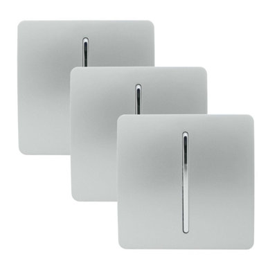 Trendi 1 Gang 2 Way Modern Glossy 10 Amp Rocker Light Switch Silver (3 Pack) - Image 7