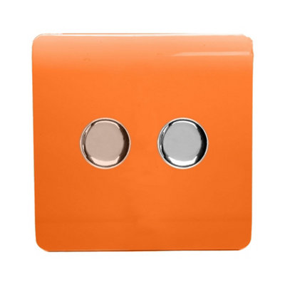 Trendi Switch 2 Gang 1 Or 2 Way 150W Rotary Led Dimmer Light Switchin Sunset Orange 7091051939107 - Image 6