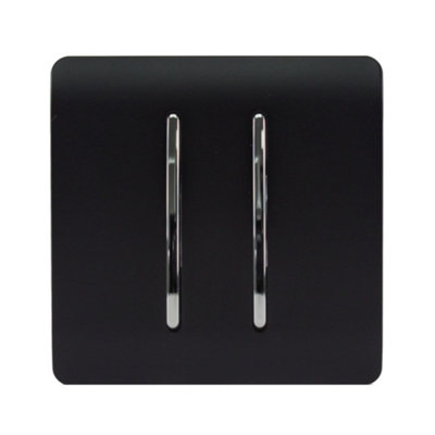 Trendi Switch 2 Gang Rocker Light Switch - Matt Black - Size 2 - Image 7